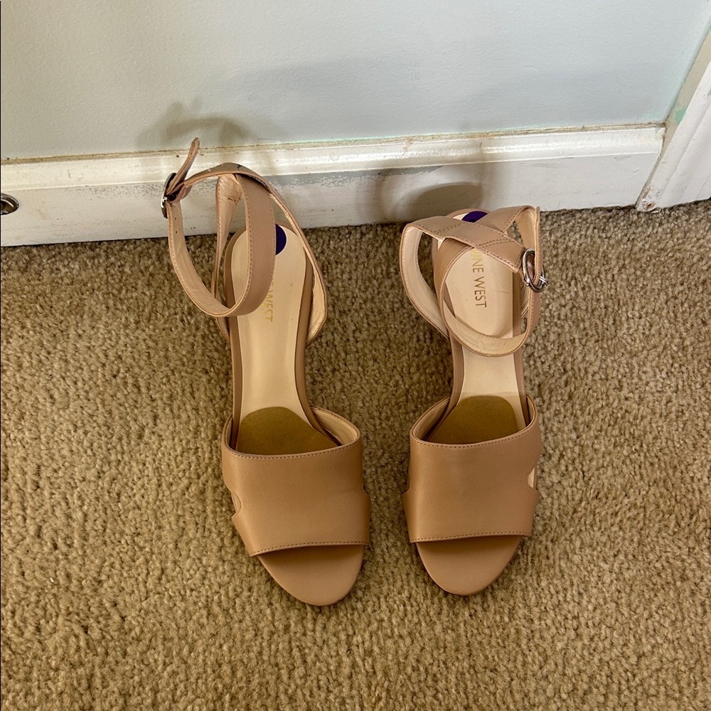 Nine West Beige Ankle Strap heels